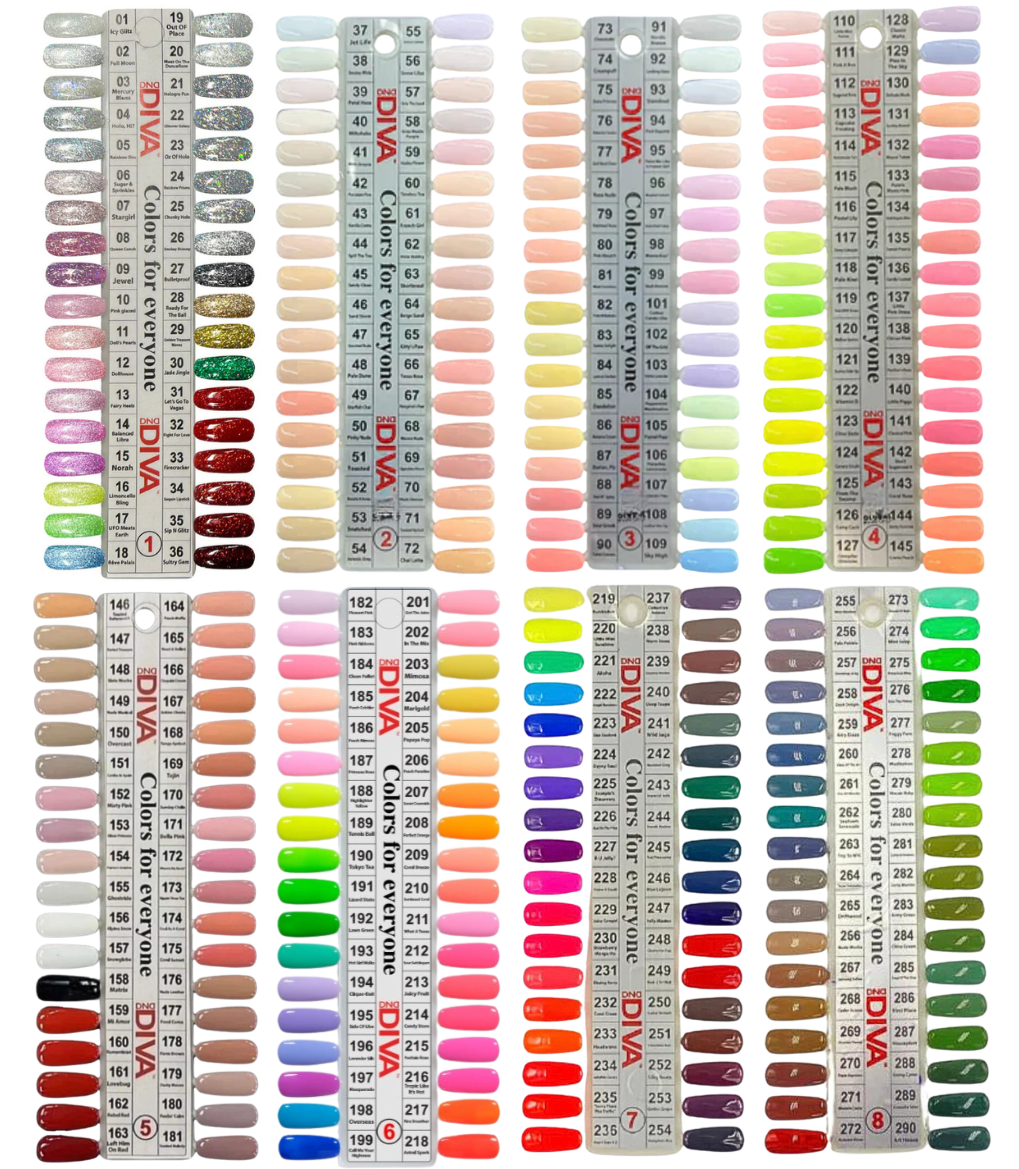 DND Diva Color Chart Samples (288 Colors) QQ Nail Supply
