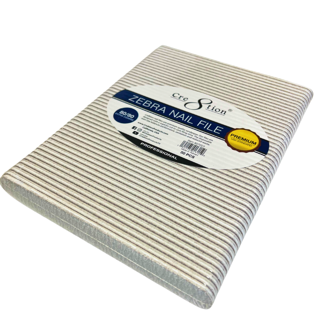 Cre8tion Standard Zebra Nail File - 80/80 (50pcs)