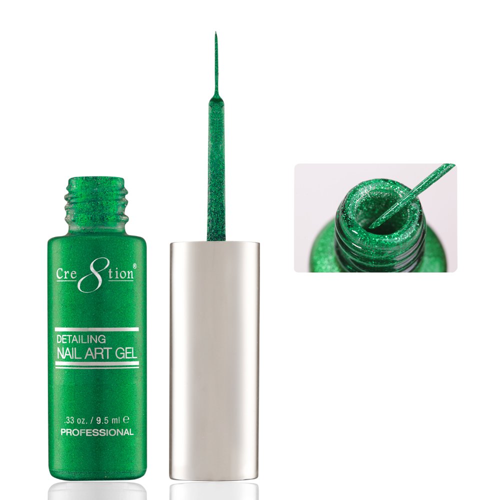 Cre8tion Detailing Nail Art Gel - 29 Green Glitter