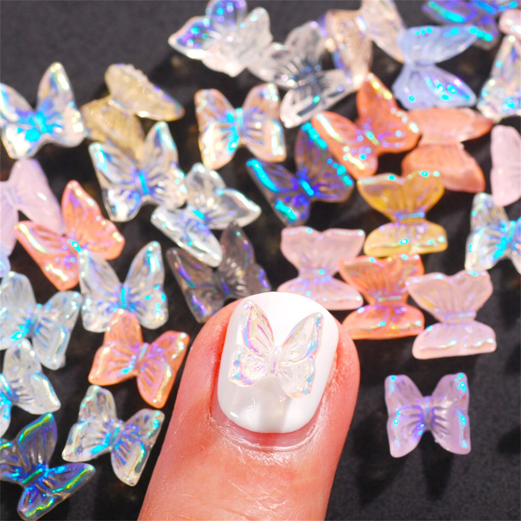 Iridescent 3d butterfly charms nail art 