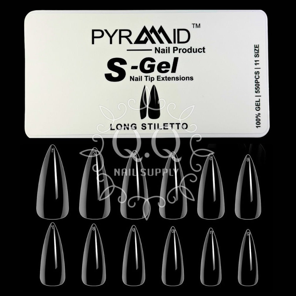 Pyramid Soft Gel Nail Tip Extensions - Long Stiletto (550pcs)