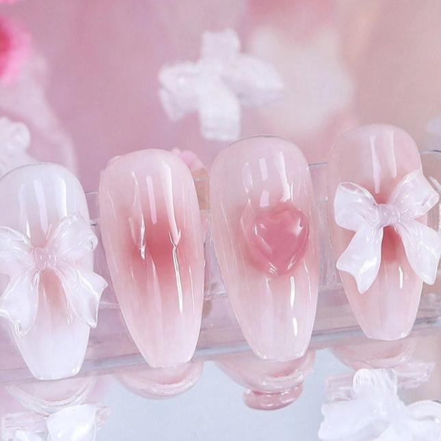 Bow Tie Nail Charms - White (30pcs)