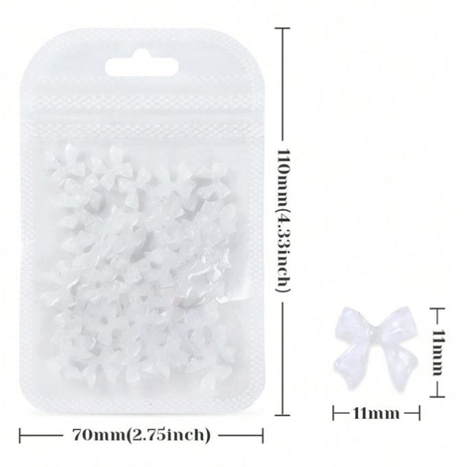 Bow Tie Nail Charms - White (30pcs)