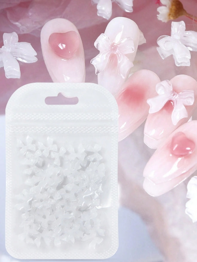Bow Tie Nail Charms - White (30pcs)