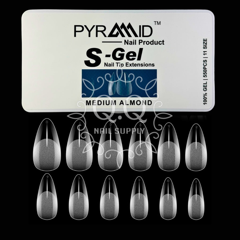 Pyramid Soft Gel Nail Tip Extensions - Medium Almond (550pcs)