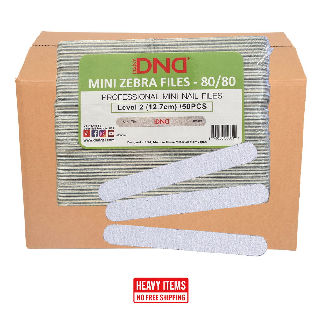 DND Level 2 Mini Zebra Nail Files 80/80 (Case of 50) | QQ Nail Supply