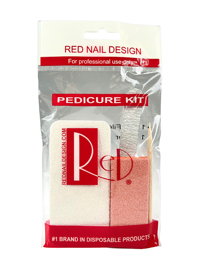 Red Disposable White Pumic Pedicure Kit 4 pcs ( Case 200 pack)