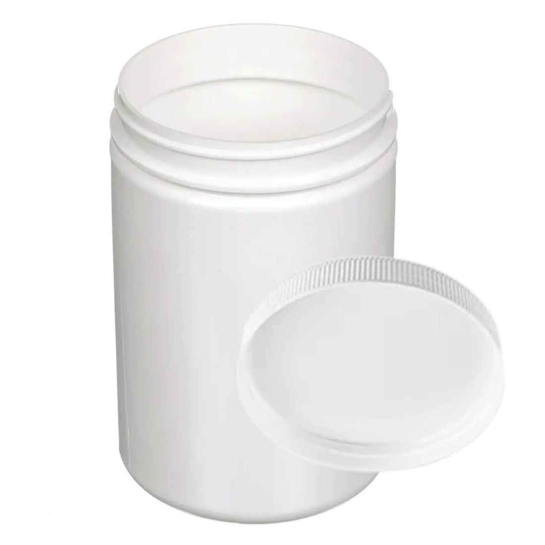 Fixed Jar Empty White Plastic Jar with Lid (24oz) | QQ Nail Supply