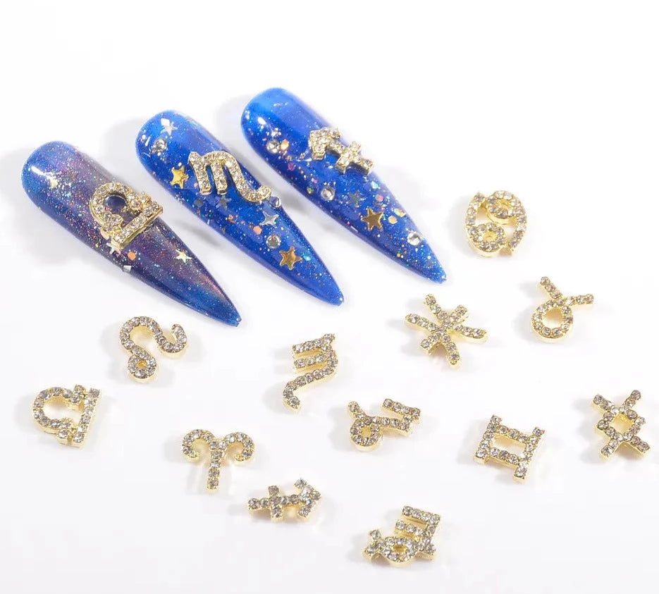 Zodiac Alloy Nail Charms