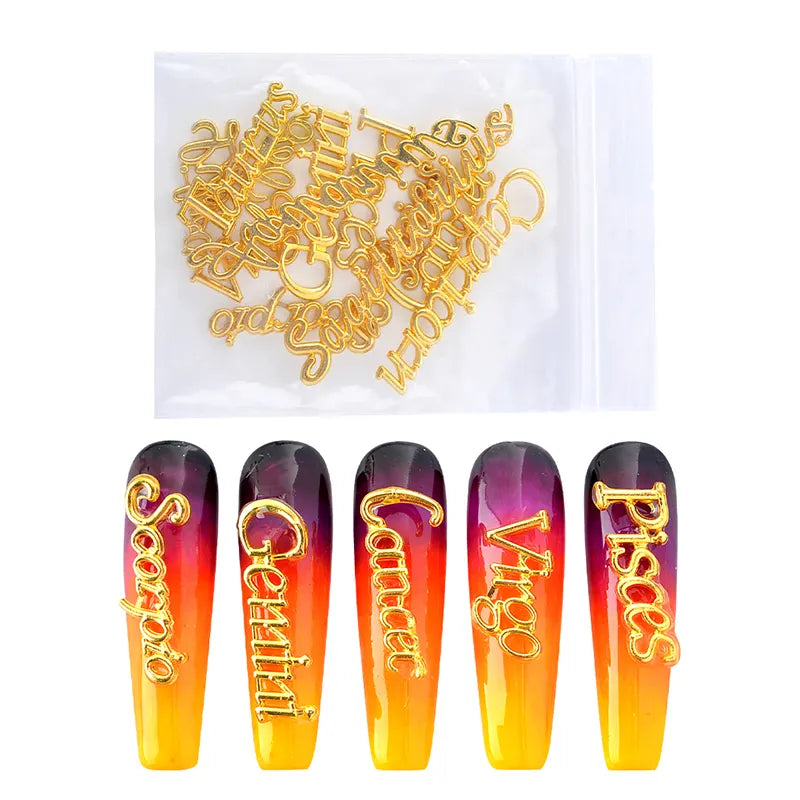 Gold Zodiac Nail Charms