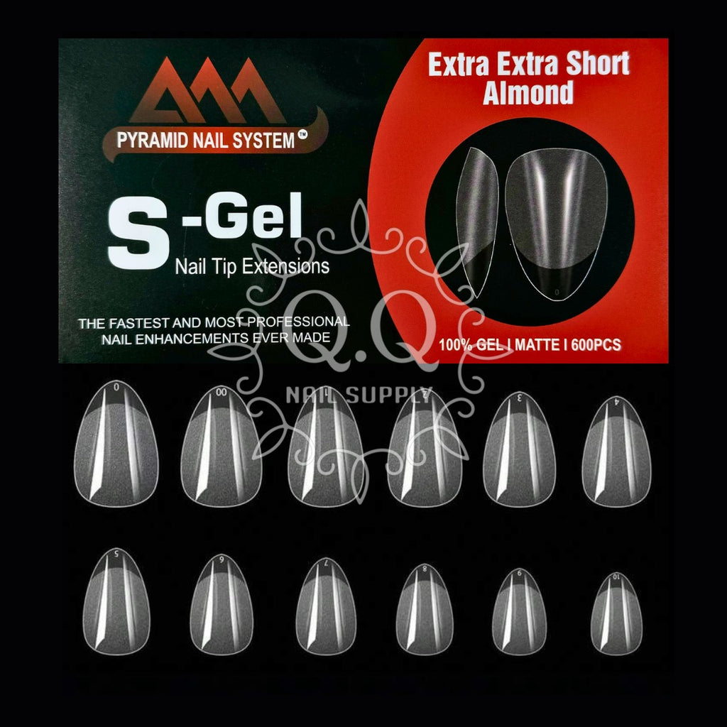 Pyramid Soft Gel Nail Tip Extensions - Extra Extra Short Almond (600pcs)