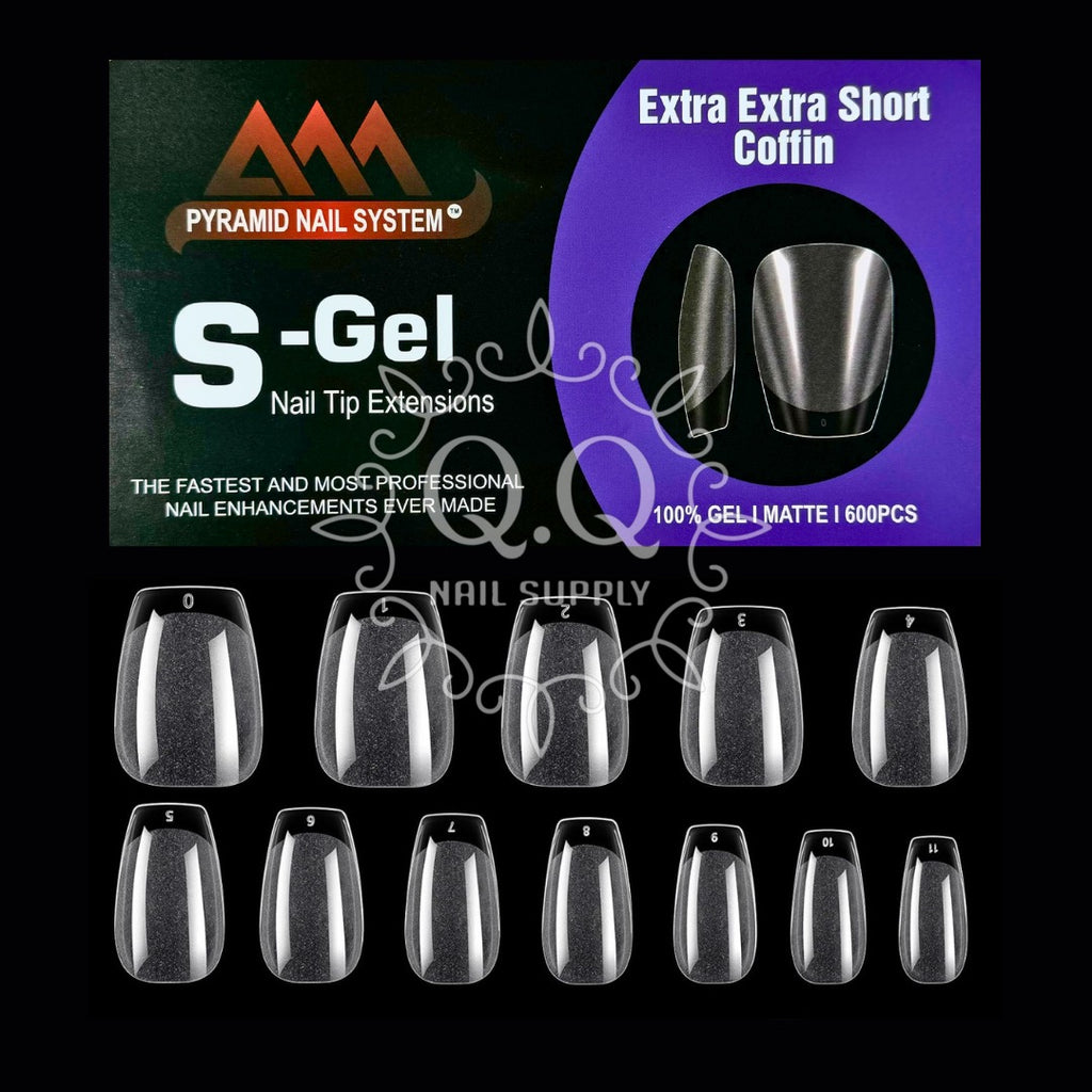Pyramid Soft Gel Nail Tip Extensions - Extra Extra Short Coffin (600pcs)