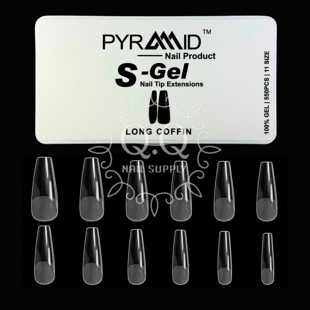 Pyramid Soft Gel Nail Tip Extensions - Long Coffin (550pcs)