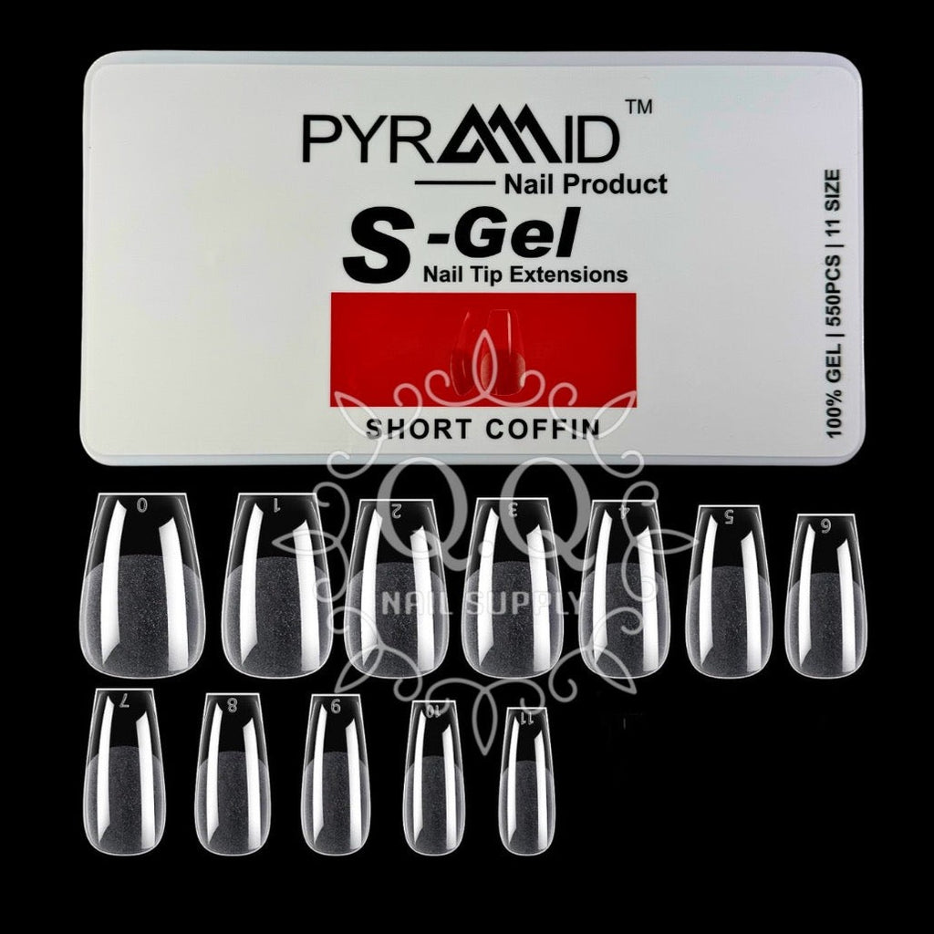 Pyramid Soft Gel Nail Tip Extensions - Short Coffin (550pcs)