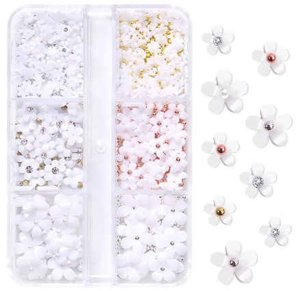 Flower Nail Charms (White)
