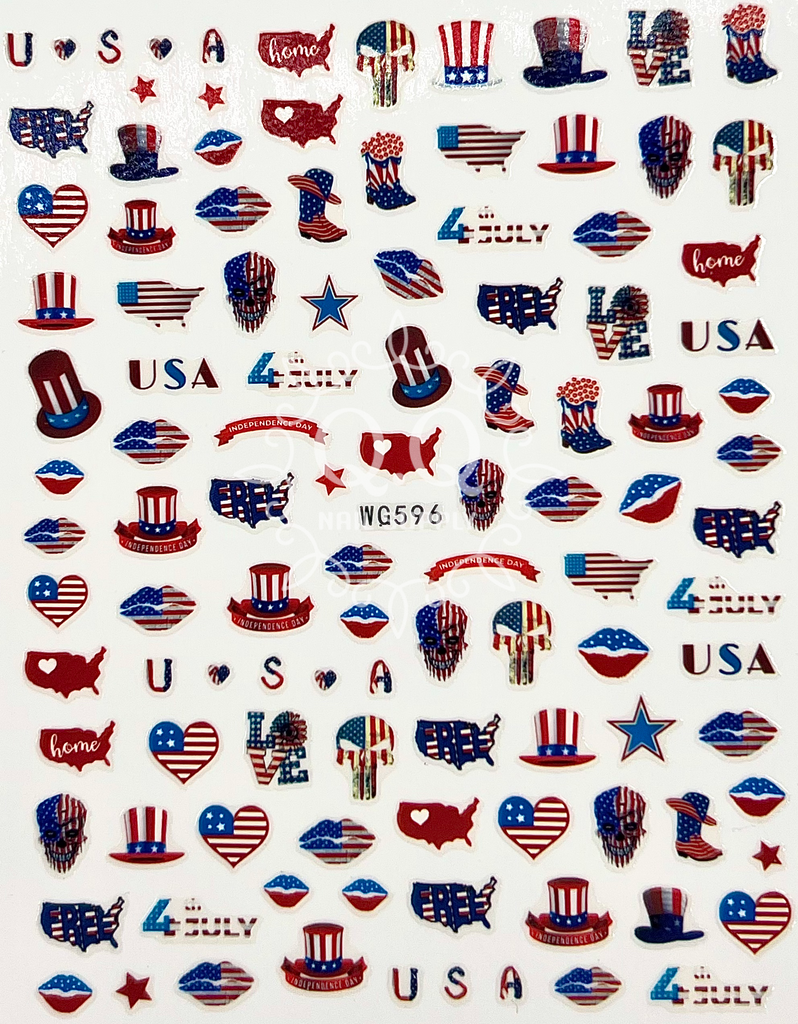 USA Nail Art Sticker 596