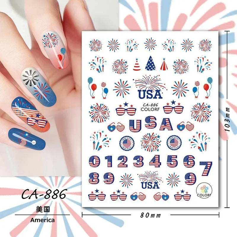 USA Nail Art Sticker 886