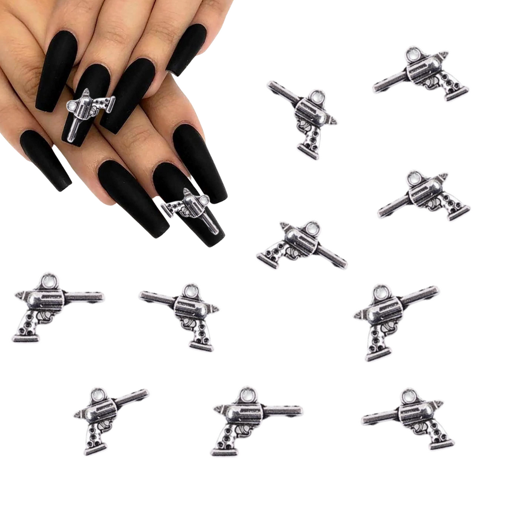 Silver Gun Nail Charms