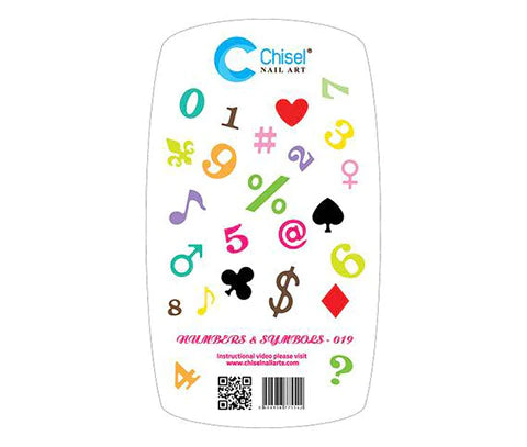 Chisel Acrylic Nail Stamp - Number & Symbols Collection 019