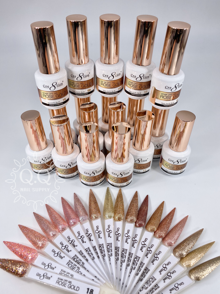 Cre8tion Soak Off Gel Rose Gold Whole Collection (18 Colors)