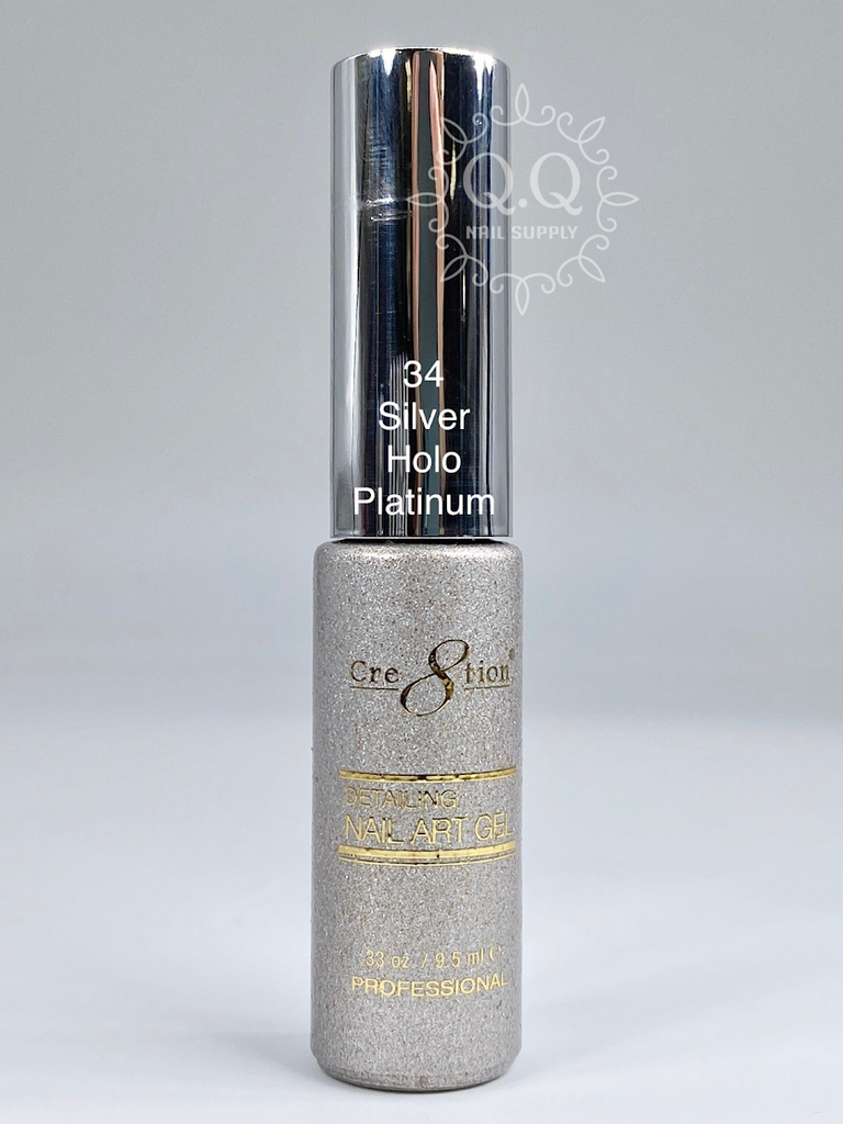 Cre8tion Detailing Nail Art Gel - 34 Silver Holo Platinum