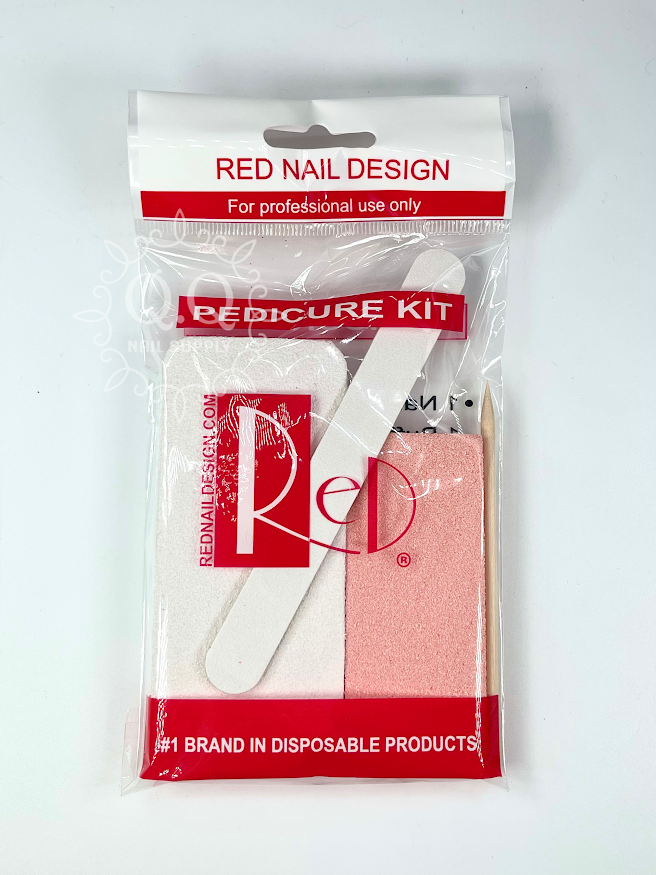 Red Disposable Pedicure Pumice Kit 4 pcs (20pk)