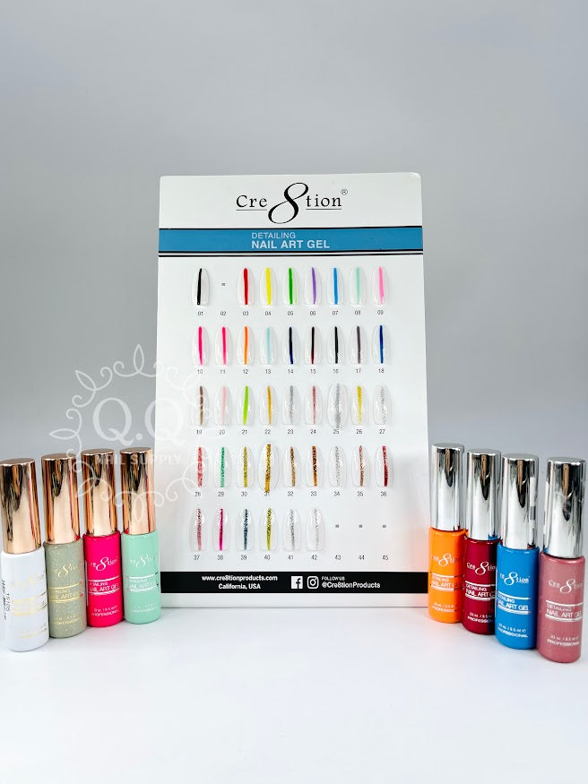 Cre8tion Detailing Nail Art Gel Whole Collection (42 Colors)