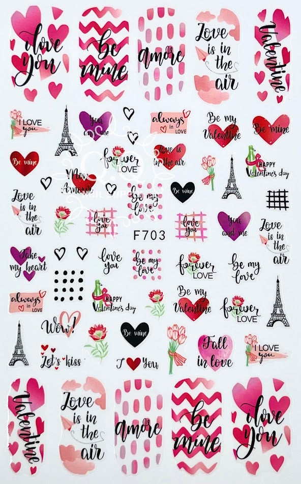 Valentines Day Nail Art Stickers (8 Designs)