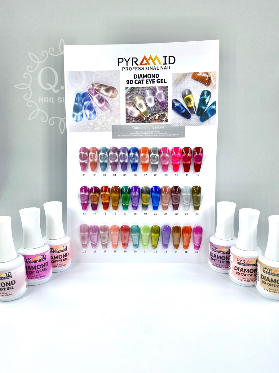 Pyramid Diamond 9D Cat Eye Gel Collection (36 Colors) QQ Nail Supply